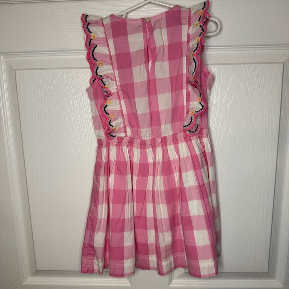 Crewcuts Pink and White Gingham Dress with Embroidered Ruffles Girls Size 5 EUC - Picture 4 of 8